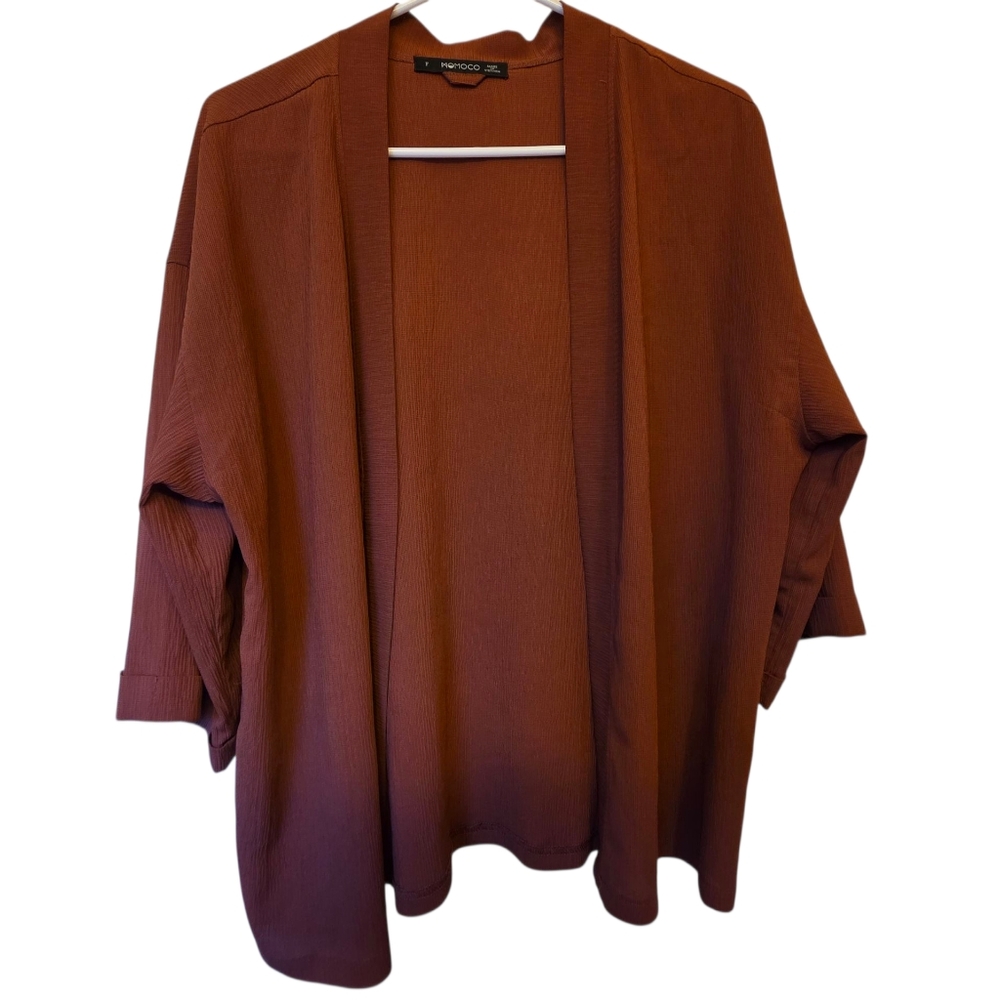 Momoco Creped Open Front Short Sleeve Jacket/ Blazer Size F